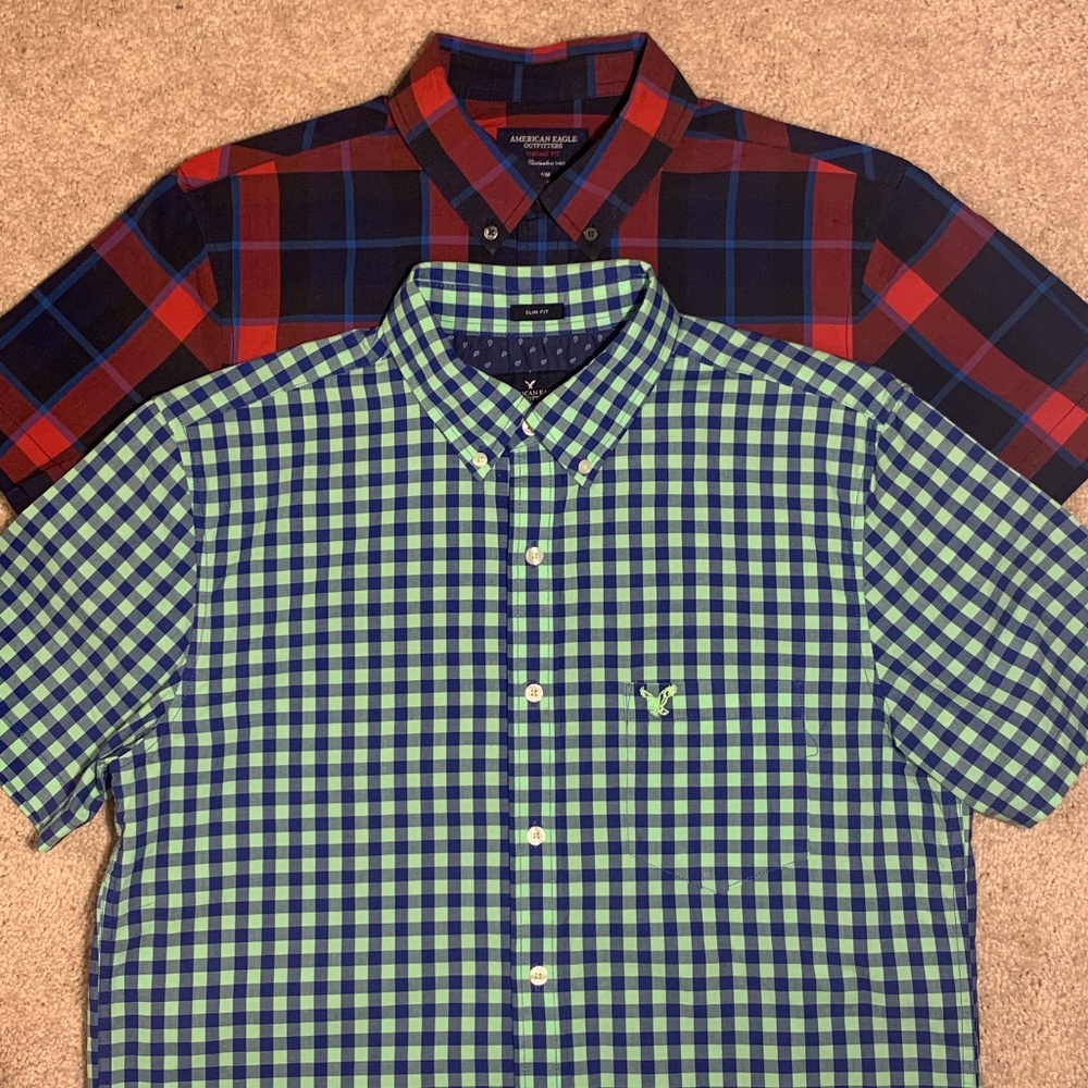 AMERICAN EAGLE Shirt Short sleeve Slim Fit 2-pack